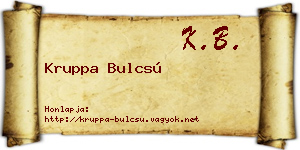 Kruppa Bulcsú névjegykártya